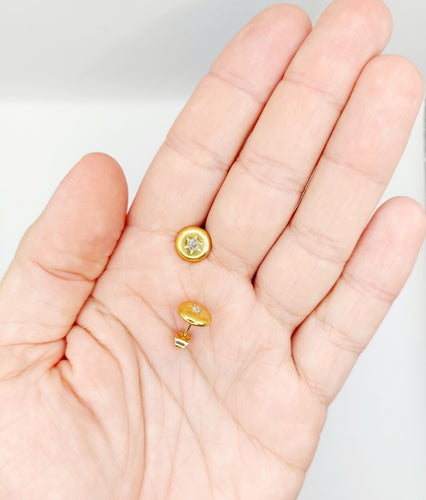 Boucles d'oreilles Puces d'oreilles art deco or jaune 18k diamants tailles anciennes (circa 1950) 58 Facettes A05930