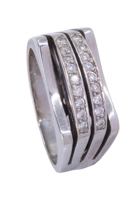 Bague 54 Bague or blanc diamants 58 Facettes 090251