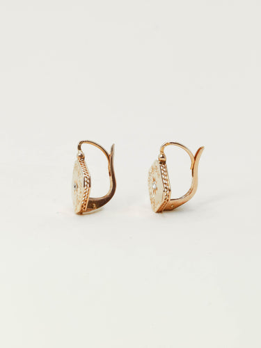 Boucles d'oreilles Dormeuses anciennes or rose diamant taille rose 58 Facettes 1199.3