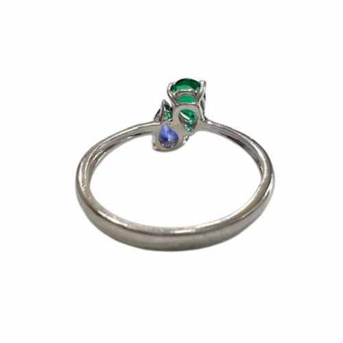 52 Bague en or au design moderne avec saphir et émeraude 58 Facettes Q261B