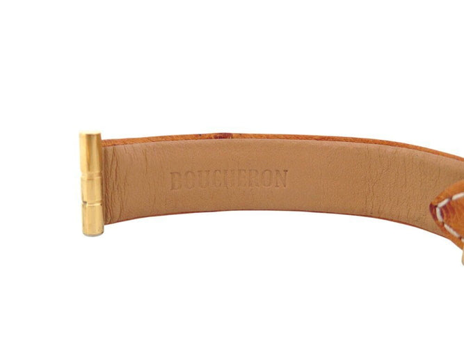Montre vintage montre BOUCHERON reflet 30mm en or jaune 18k + cuir autruche 58 Facettes 267769