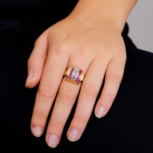 Bague 55 Bague Tank Or Rose 58 Facettes