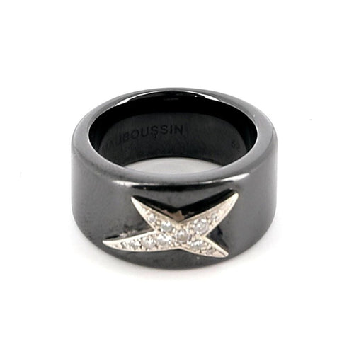 Bague 52 MAUBOUSSIN - Bague L'Etoile du démon céramique, or blanc et diamants 58 Facettes 62214