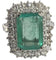Bague 51 Bague cluster avec émeraude colombienne naturelle certifiée HRD de 3,45 cts en or blanc 58 Facettes E24