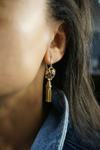 Boucles d'oreilles Boucles d'oreilles pendantes or et grenats Napoléon III 58 Facettes SQ0842333