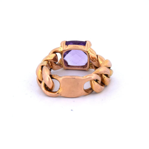 Bague 51 Bague vintage en or jaune avec améthyste 58 Facettes