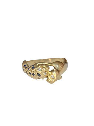 Bague 54 Bague en or jaune saphirs diamants 58 Facettes