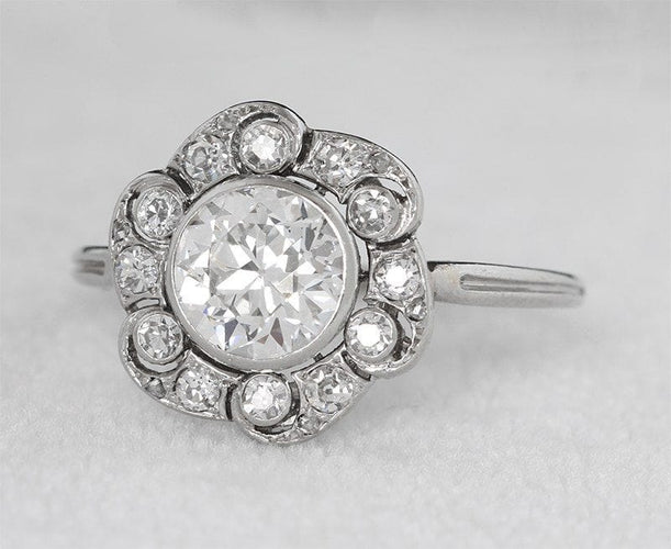 Bague Bague marguerite platine et brillant Art Déco 58 Facettes