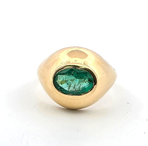 Prsten s oválným smaragdem 1,50 ct ze žlutého 18k zlata 