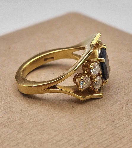 Bague 52 Bague vintage des années 1960 en or jaune, saphir et diamants 58 Facettes