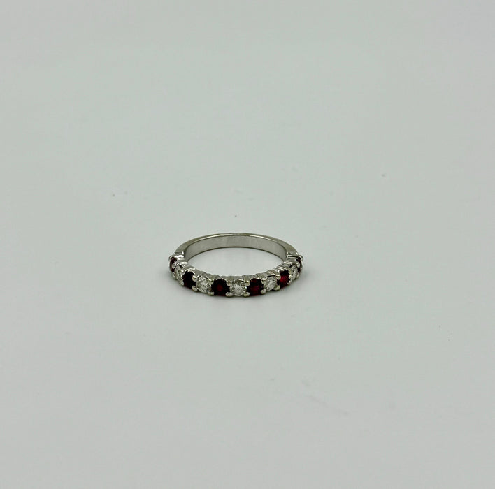 White gold wedding ring with ruby diamonds