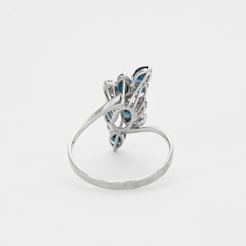 Bague 63 Bague grappe or gris saphirs et diamants 58 Facettes GU50