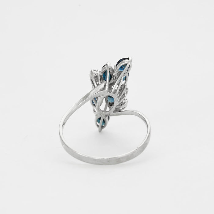 Bague 63 Bague grappe or gris saphirs et diamants 58 Facettes GU50