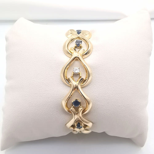Bracelet Bracelet or jaune diamants et saphirs 58 Facettes