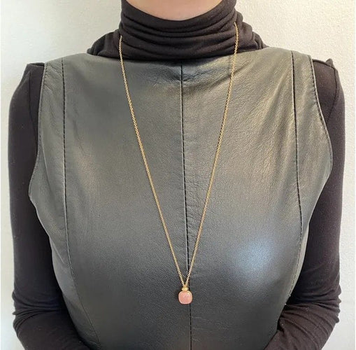 Collier Collier en quartz rose nude et calcédoine 58 Facettes