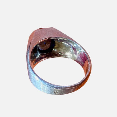 Bague 56 Bague or blanc tourmaline bleue 58 Facettes 7824 A