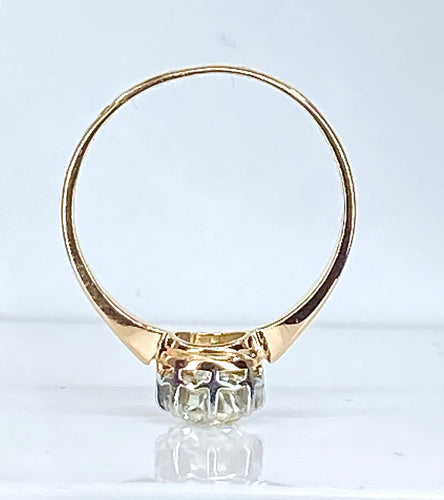 Bague 56 Bague solitaire en or jaune et platine, diamant 58 Facettes AB478