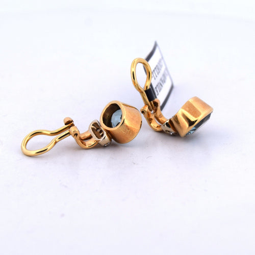 Boucles d'oreilles Boucles d'oreilles vintage en or jaune 18 carats avec aigues-marines et diamants 58 Facettes