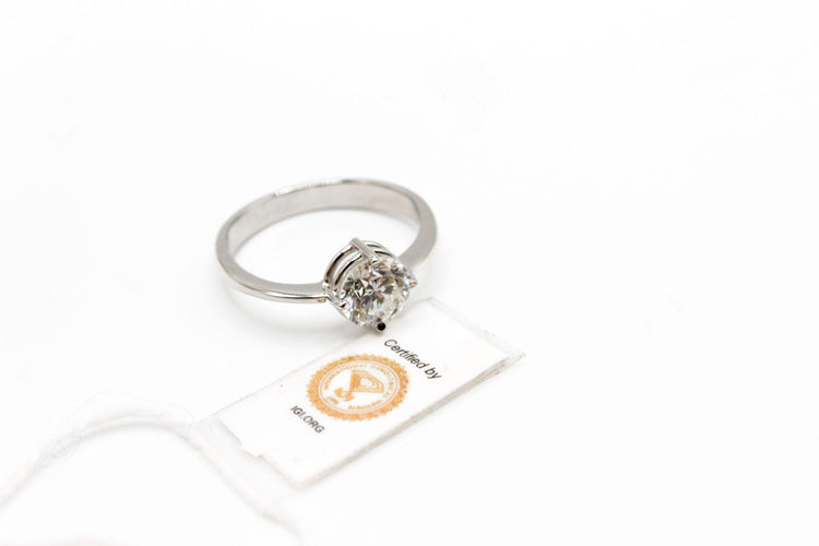 Bague 56 Solitaire or blanc et diamant 58 Facettes 240214