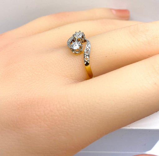Bague 54 Bague toi et moi en or 18 carats en diamants, vers 1900 58 Facettes AB553