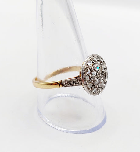 Bague cible antique or 18k diamants taille roses (circa 1920) 58 Facettes A06337