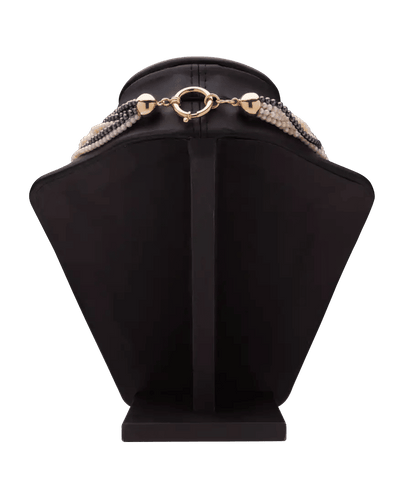 Collier Prestige Or 18K Perle blanche Perle noire