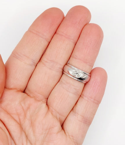 Bague 51 Boucheron - Bague Axelle bombée en or blanc 18k et diamant ovale 0,40 carat 58 Facettes A06571