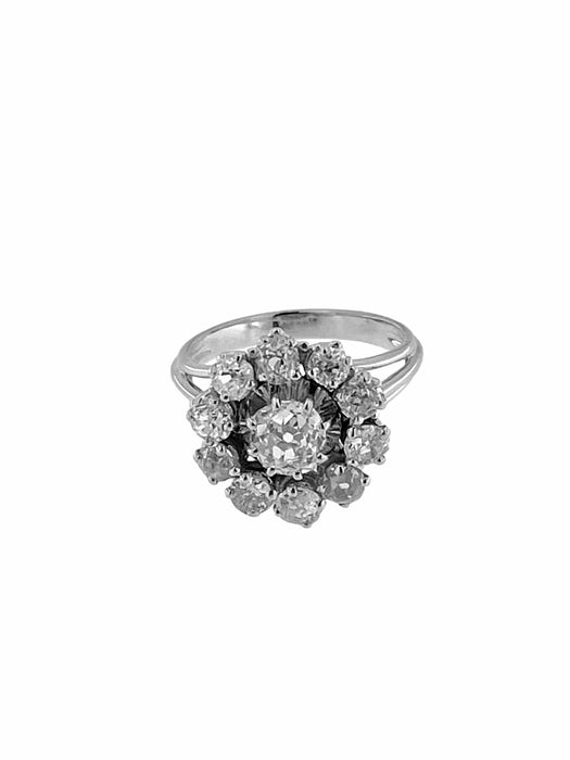 Bague 54 Bague cocktail en or blanc certifiée HRD avec diamants 58 Facettes