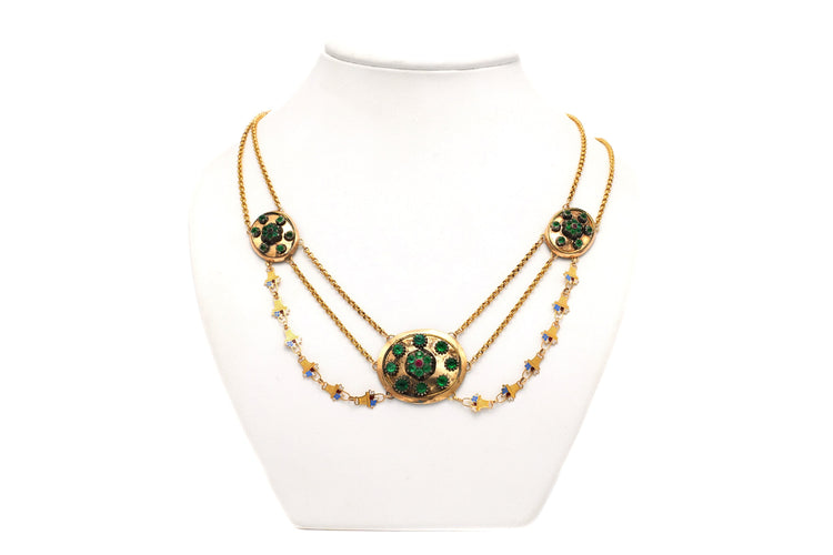 Collier Collier Napoléon III en or jaune 18 carats et émail serti de strass 58 Facettes 13650