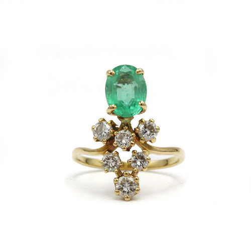 Bague 51.5 Bague Duchesse - Or jaune, Emeraude & Diamants 58 Facettes 250412R