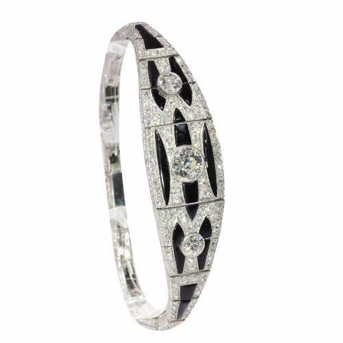 Bracelet Graphic Grace – Bracelet Art déco vintage en diamants et onyx, vers 1920 58 Facettes 24323-0290