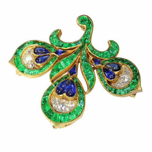 Broche Fleur de lys : broche ancienne française à l'essence verte intense 58 Facettes 23167-0365