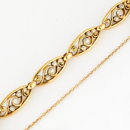 Bracelet Bracelet filigrane or jaune et diamants 58 Facettes