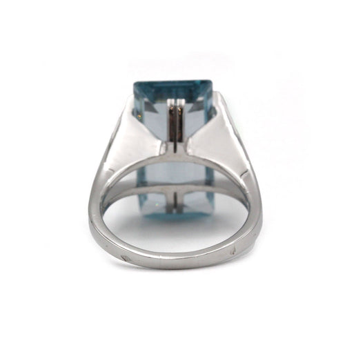 Bague 56 Bague or blanc, aigue-marine 58 Facettes 1178