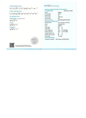 Bague 53 Solitaire Diamant – Or Gris 18k – Diamant Central 0,96 ct H-VS1 – Épaulé Diamants Poire 0,47 ct G-VS – Taille 53 58 Facettes FB11204 / FB11064