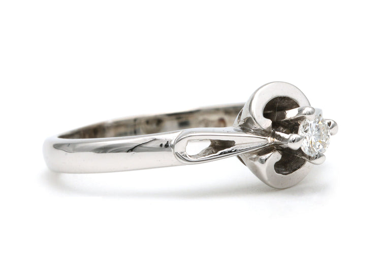 Bague 52 Solitaire Art Déco or blanc et diamant 58 Facettes 21915