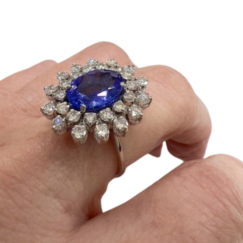 51 Bague design contemporaine en or avec diamants et tanzanite 58 Facettes Q277B