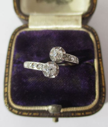 Bague 52 Bague Toi et Moi Belle Epoque Diamants Or rose et platine 58 Facettes