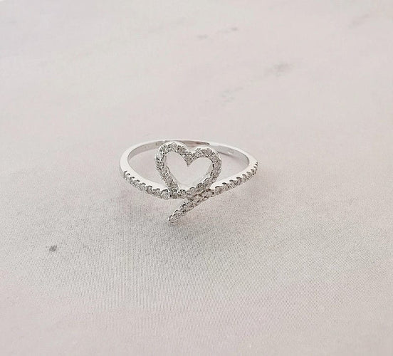 Bague 53 Bague Cœur en Or blanc & Diamants 58 Facettes AB 1067