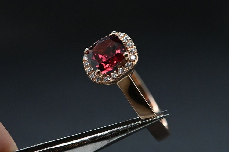 Bague 54 Bague Rhodolite Et Diamant Rose 58 Facettes