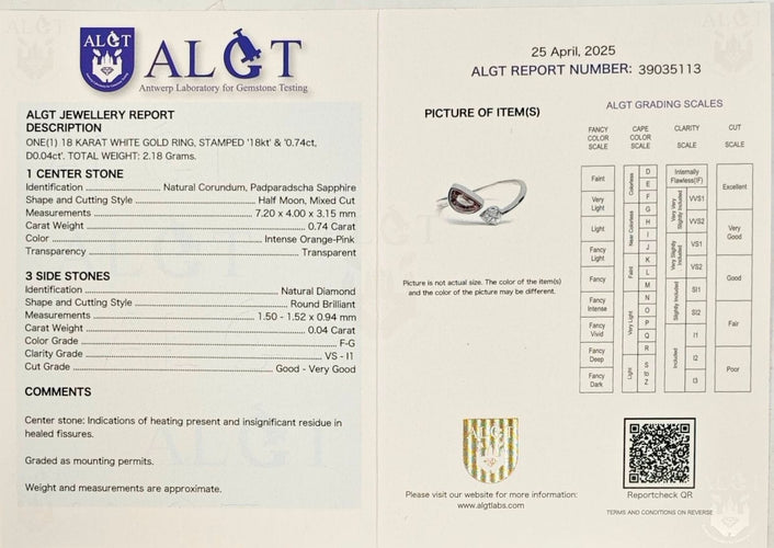 Bague Bague en or blanc avec saphir Padparadscha et diamants 58 Facettes 39035113