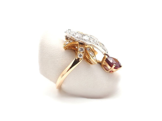 Bague 54 Bague Or Jaune, Rubis et diamants 58 Facettes