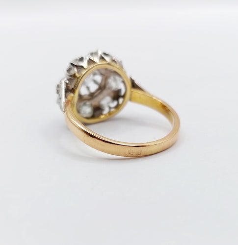 Bague 54 Bague marguerite or jaune, platine et diamants taille ancienne (circa 1920) 58 Facettes A05474