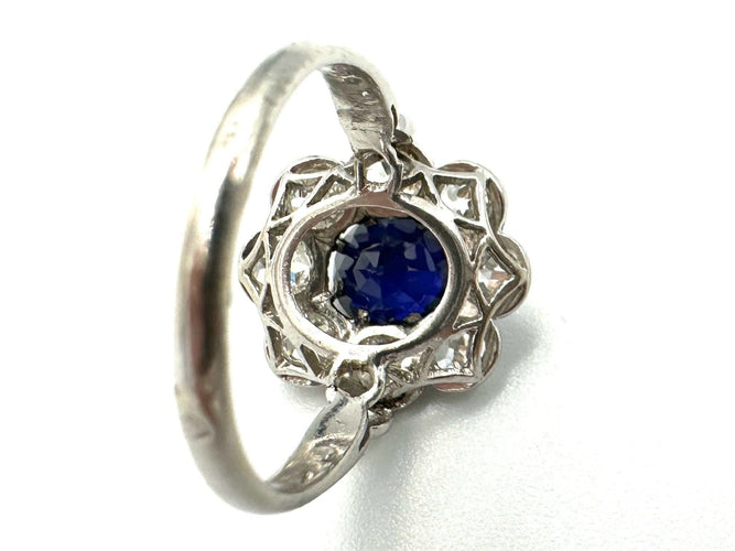 Bague 50 Bague Belle Époque platine, saphir et diamants 58 Facettes