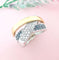 Bague 53.5 Bague Croisée Saphirs Diamants 11,15 gr Or 18 K 58 Facettes AA 1574