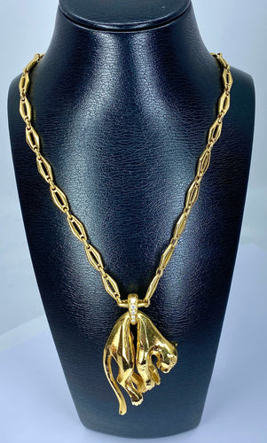 Collier Cartier - Collier « C de Cartier » et pendentif panthère de Cartier, or jaune et diamants 58 Facettes AB435