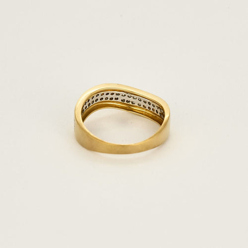 Bague 57,5 Bague mouvementée en or jaune, or blanc et diamants 58 Facettes THI0508