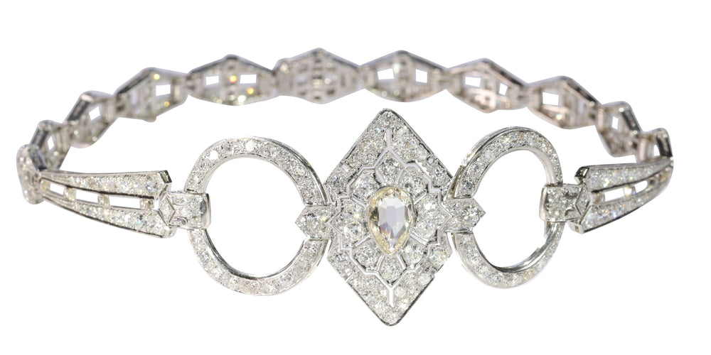 Collier Glamour des années folles : collier et coiffe pour chien en diamants style Art déco vintage 58 Facettes 23023-0064