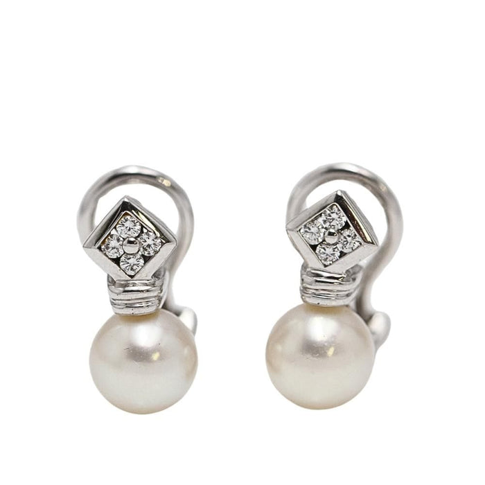 Boucles d'oreilles Boucles d'oreilles Toi & Moi or blanc perles diamants 58 Facettes E363458