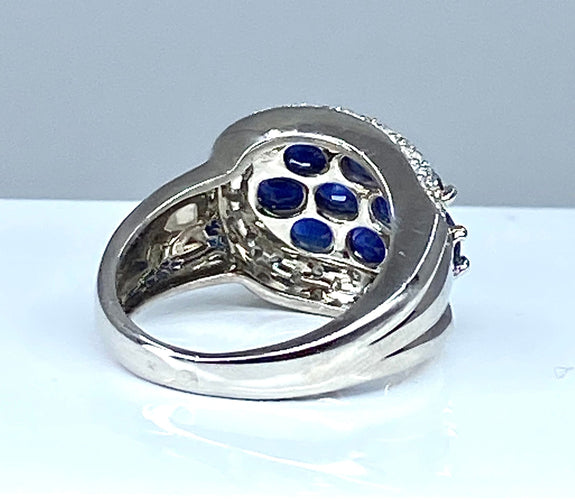 Bague 49 Bague bandeau en or blanc 10 saphirs et diamants 58 Facettes AB400